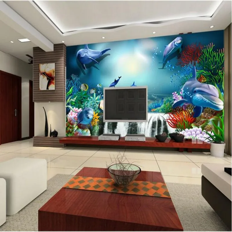 Пользовательские большие фрески креативный эстетический подводный мир водопад