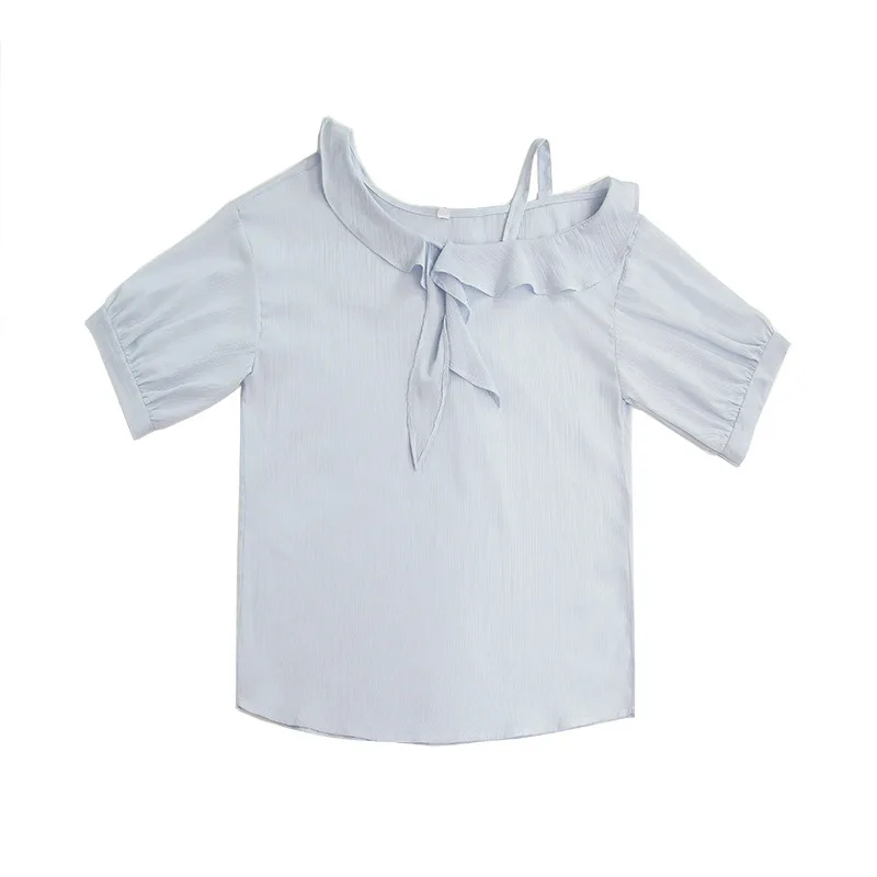 LARCI 2018 дамы белая блузка короткие slevve Для женщин топы Элегантный Лоскутная