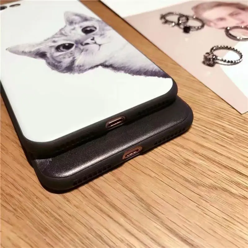 Boucho for iphone 5 SE 5s 6 6s 7 8 plus cases luxury cute cat relief phone case cover For iPhone X 6plus 7plus fundas coque |