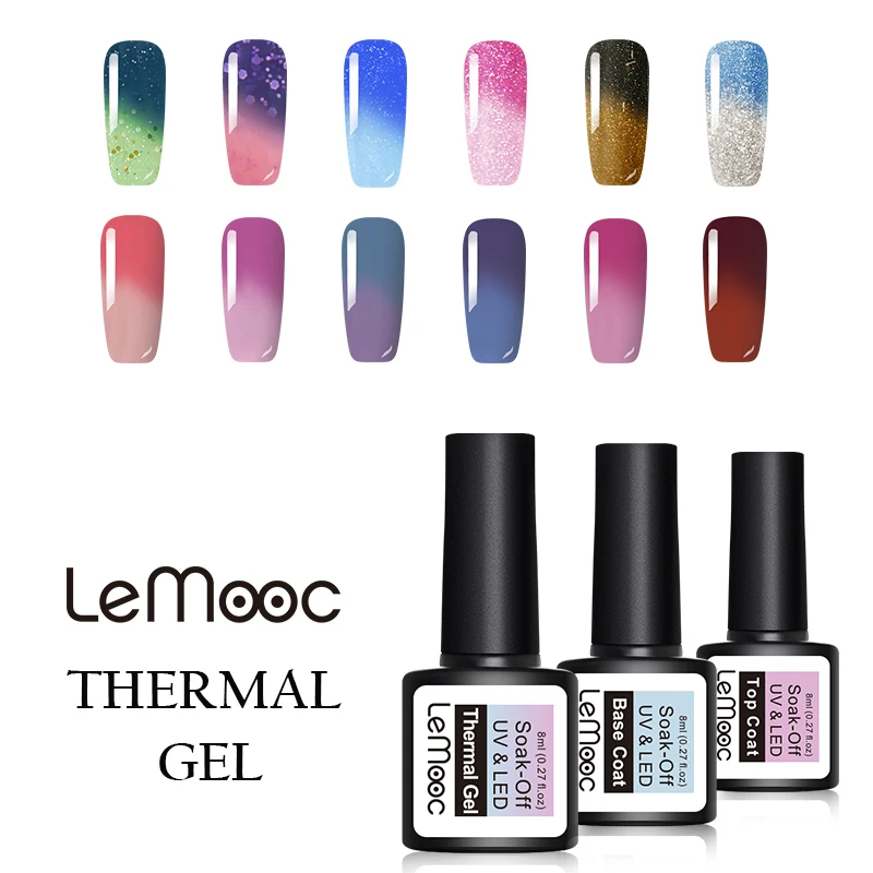 Lemooc 8 мл Снежинка термический гель полировка для ногтей Nail Лаки Температура Цвет