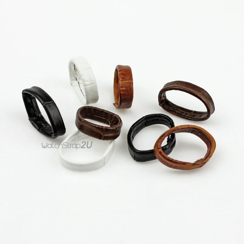 3PCS Leather Strap Retaining Ring Loop Hoop Keeper Black Brown White 14mm/16mm/18mm/19mm/20mm/22mm/24mm | Наручные часы