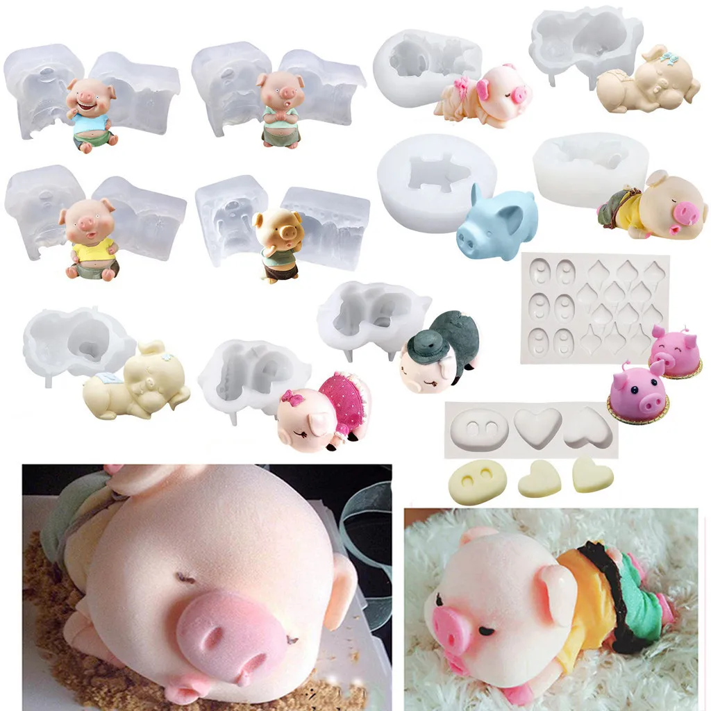 3D Свинья силиконовая форма для конфет и шоколада помадка свеча выпечки формы