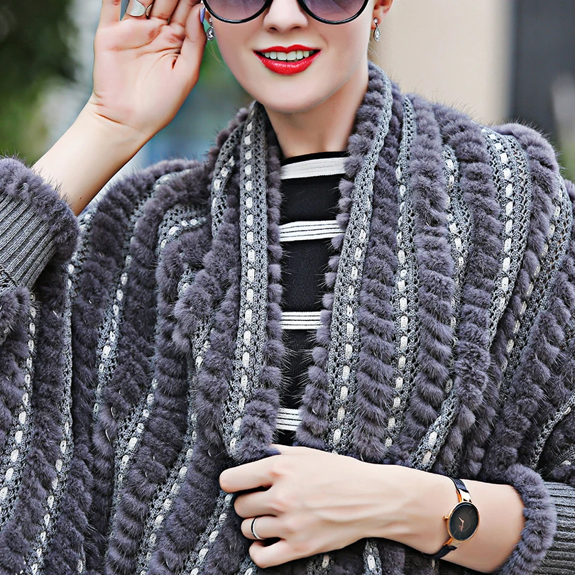 Женский кашемировый шарф из натурального меха норки Длинные теплые накидки