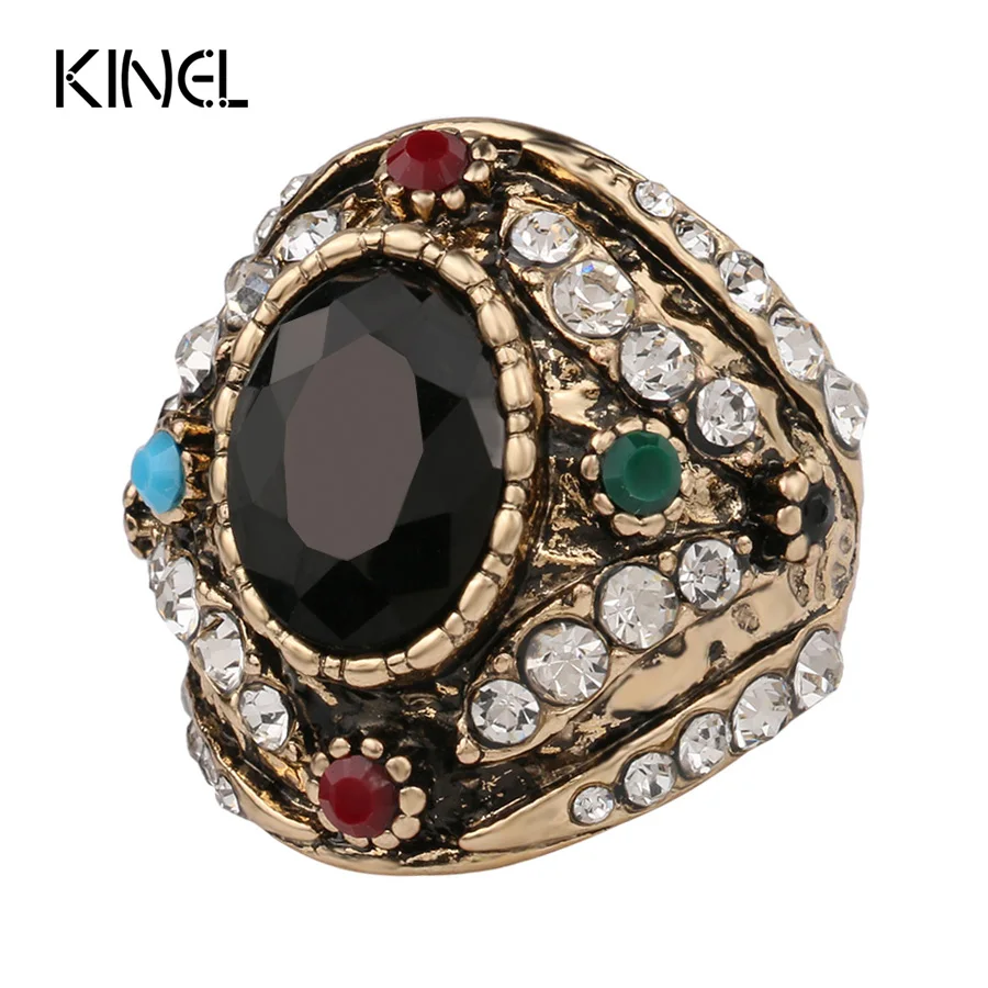 Лидер продаж 2016 из Индии Богемия большое кольцо цвет древнее золото Винтажные