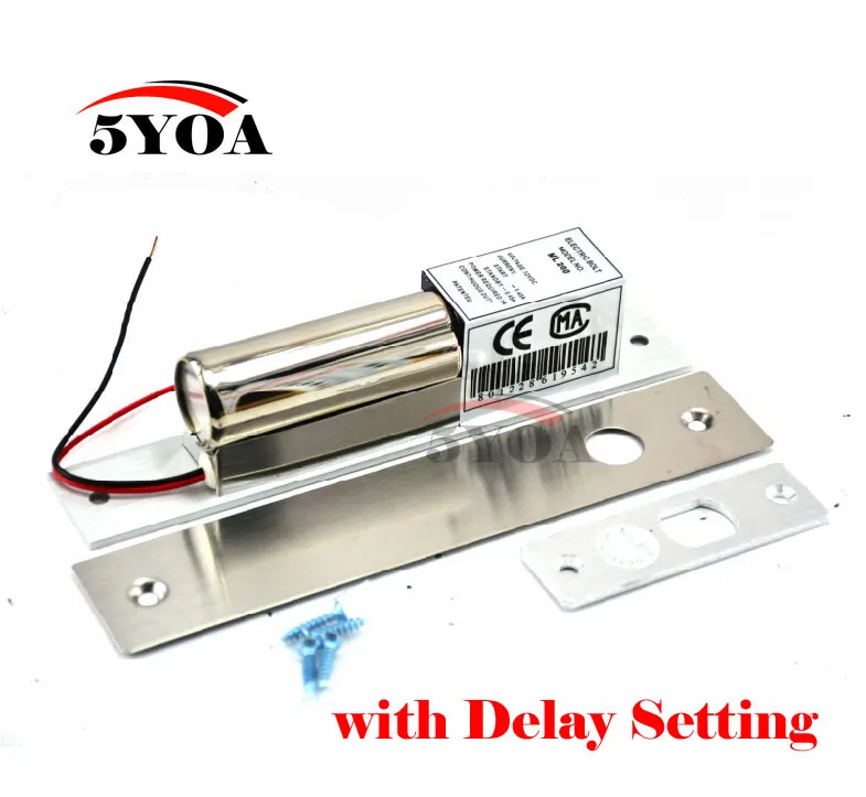 

Electric Bolt Lock Low Temperature Delay Setting DC 12V Stainless Steel Heavy-duty Fail-Safe Drop Door Access Control Security