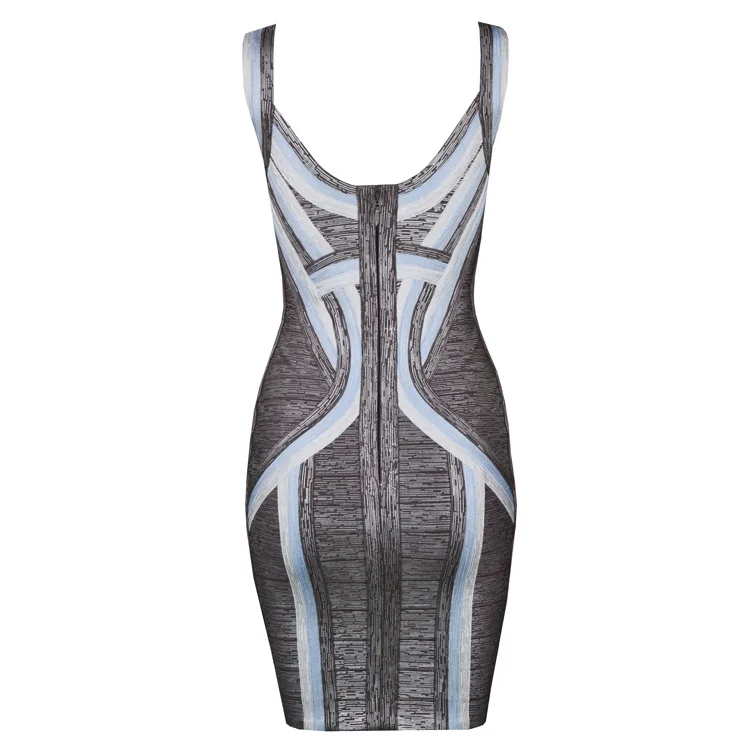 Женское Бандажное платье с принтом соблазнительное мини глубоким V образным