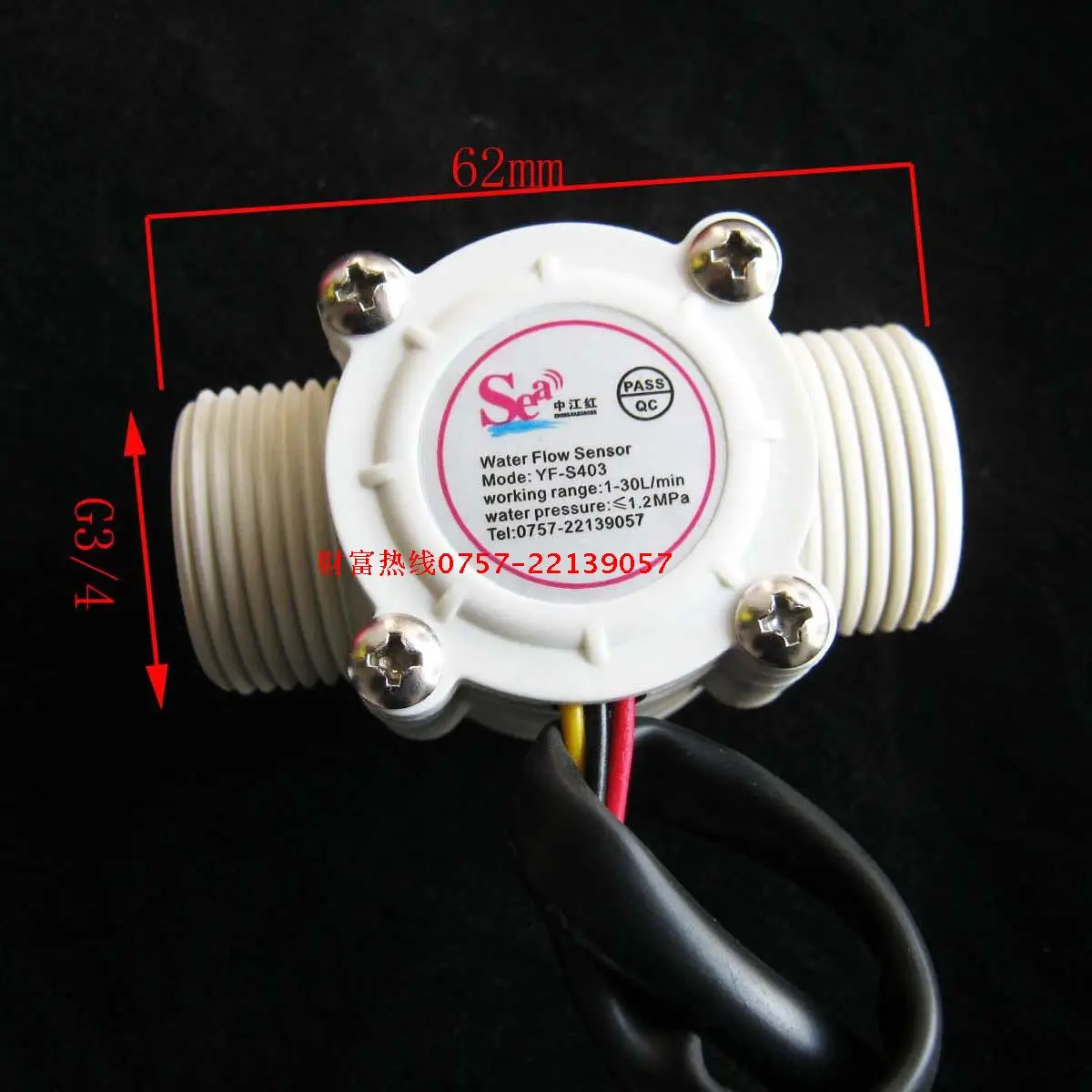 

Flow Meter Ssensor Water Fuel Flowmeter Counter Indicator Swimming Pool 1-30L/Min G3/4 DN20