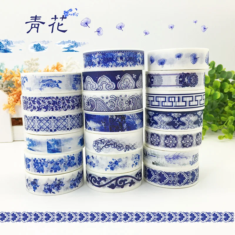 20 дизайнов синий и белый китайский фарфоровый узор японский Васи декоративный