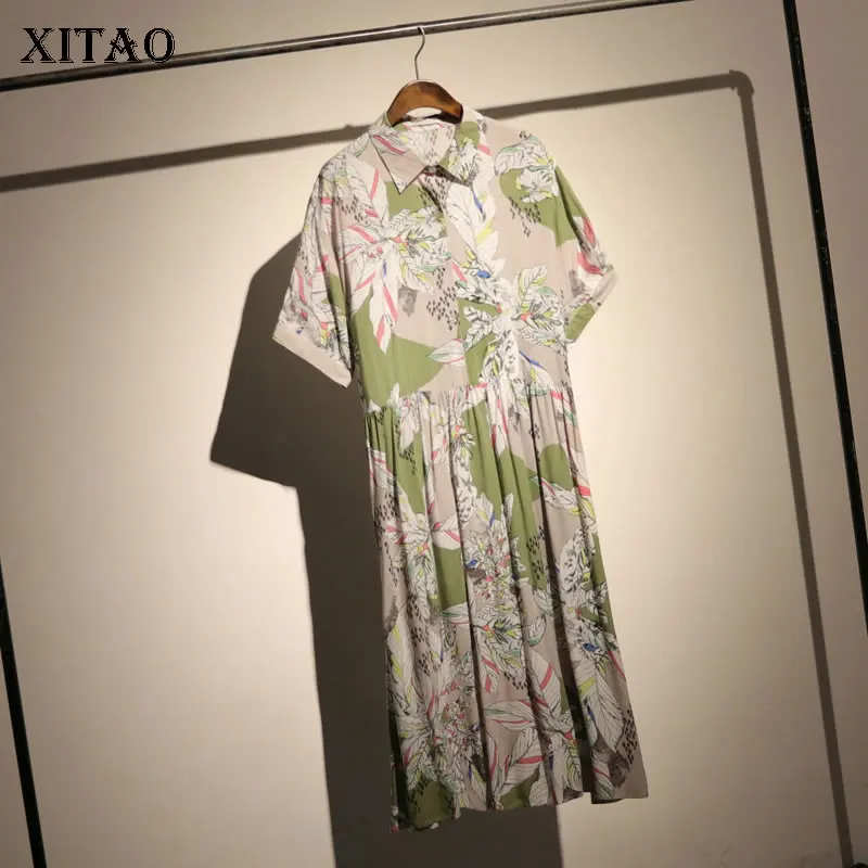 XITAO Плиссированное приталенное тонкое платье миди для женщин корейская мода