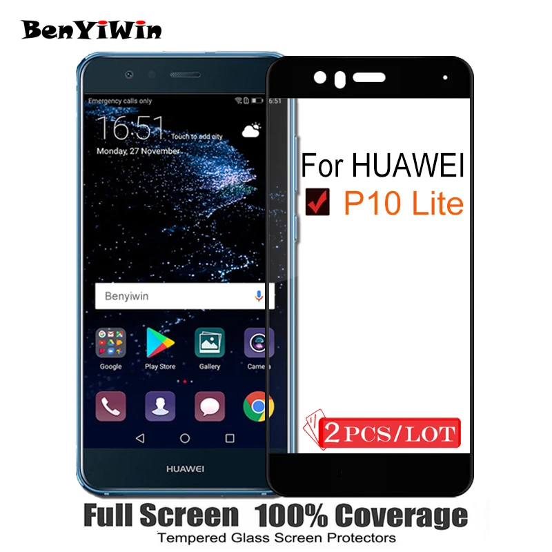 Защитное стекло закаленное 9H для Huawei P10 Lite WAS LX2J LX2 LX1A L03T LX3 2 шт.|Защитные стёкла и