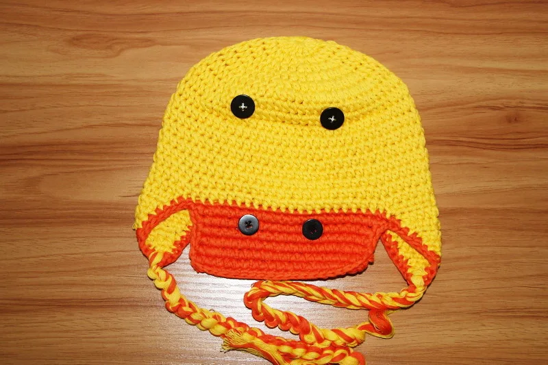 free shipping children's Earflaps hat 100% cotton Baby Boy Girl Crochet yellow Duck Hat Costume Infant Halloween Costumes | Детская