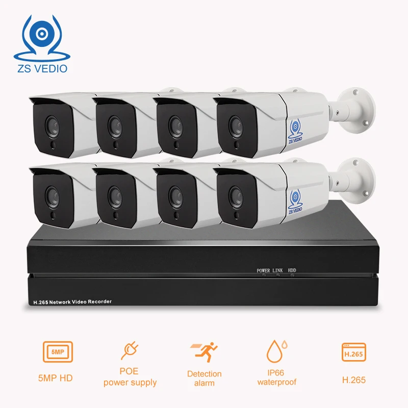 ZSVEDIO Wire CCTV система 5MP ТБ/2 ТБ HDD 8CH NVR IP IR CUT наружная камера безопасности комплект