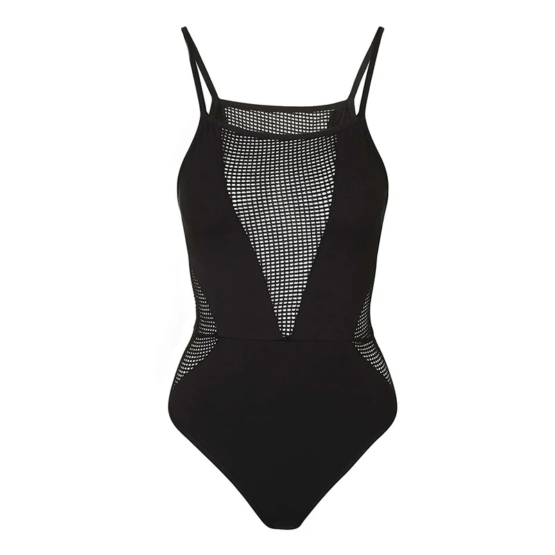 Missomo полый сетчатый полупрозрачный черный сексуальные женские Комбинезоны