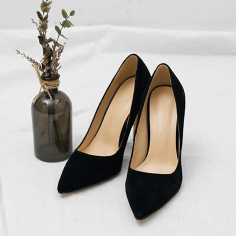 Black Shoes Женская обувь весенние Брендовые женские туфли-лодочки на высоком каблуке вечерние туфли на тонком каблуке офисные женские модельные туфли без шнуровки с острым носком Новинка размера плюс - Цвет: Black Shoes