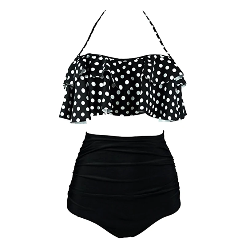 Сексуальный женский купальник с высокой талией комплект бикини лямкой на шее