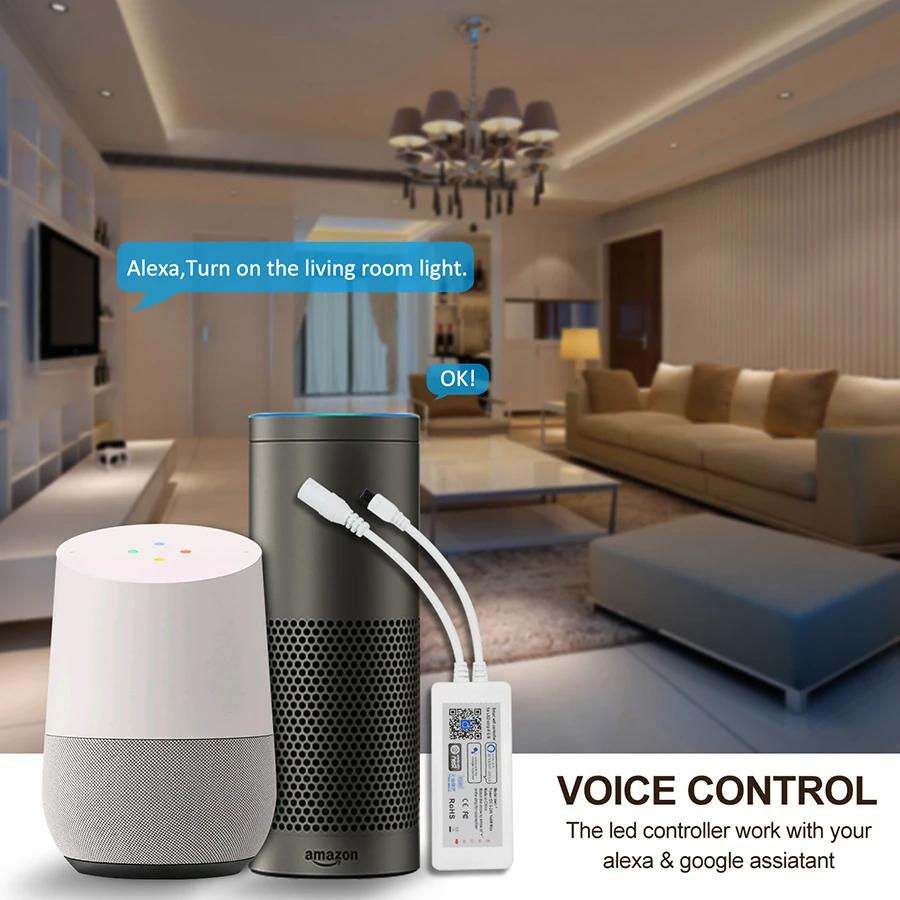Wifi RGBW Светодиодная лента управление Лер музыкальный таймер управление Лер смартфон приложение управление Amazon Alexa Google Home Голосовое управление DC5V-24V