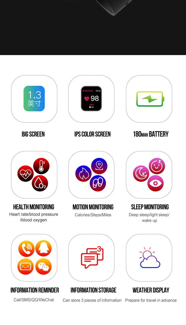10 pcs B57 Smart Watch Heart rate blood pressure Blood oxygen Step waterproof Color screen Message push DHL free