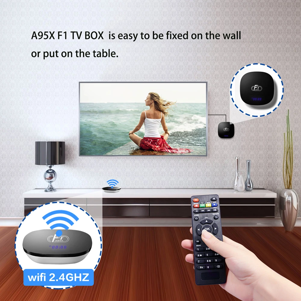 Docooler A95X F1 Android 8 1 Смарт ТВ Box Amlogic S905W 4 ядра 2 Гб оперативной памяти 16 встроенной