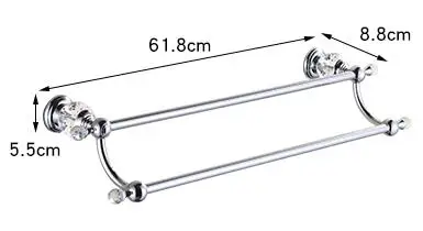 double towel bar Высокое качество, набор аксессуаров для ванной комнаты из твердой латуни с хромированной отделкой, крючок для халата, держатель для бумаги, держатель для полотенец, мыльница, наборы для ванной комнаты - Цвет: double towel bar