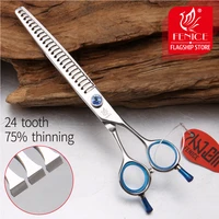 fenice high quality japan 440c stainless steel 7 inch blue pet dog grooming thinning scissor thinning rate 75