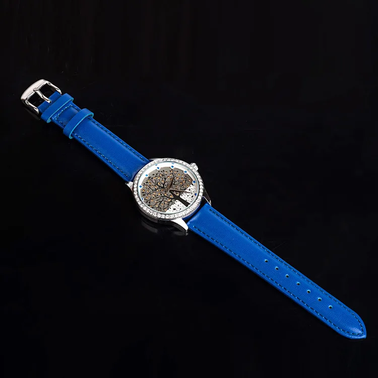 

Luxury Full Crystals Women Dress Watches Novel London Hope Tree Quartz Timepiece Fashion Vogue Grils Leather Clock Reloj NW245