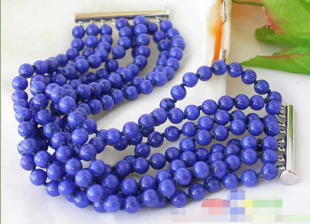 

8strands 8" 6mm blue round lapis lazuli bead bracelet e SHIPPING 5.26