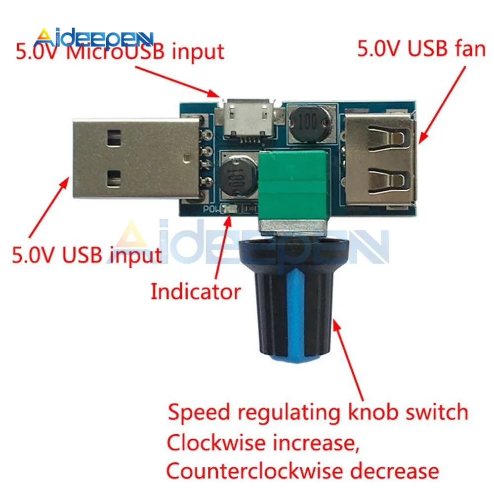Мини регулятор скорости вентилятора USB/Micro USB 5 В|Детали и аксессуары для приборов|