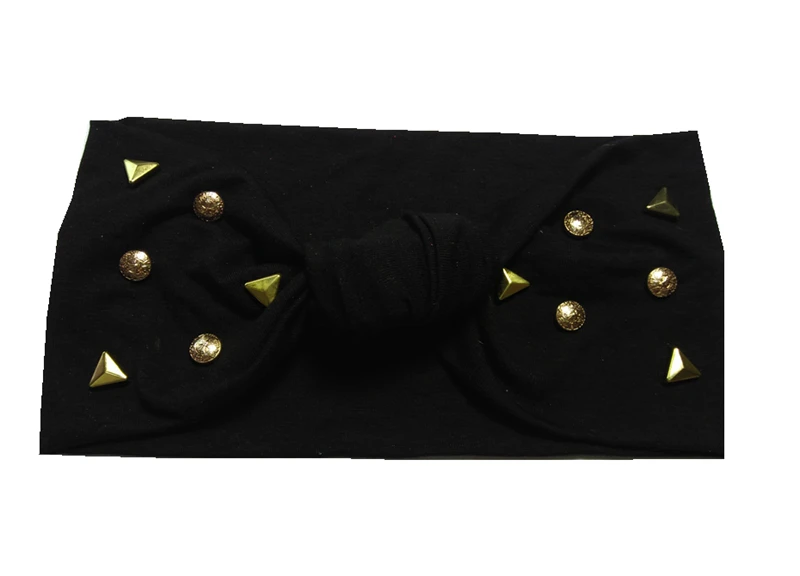 J17420 Новая эластичная головная повязка из 100% хлопка с геометрическими шипами и украшением, модная панк-летняя узелковая головная повязка для женщин.