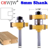 2pc 8mm shank high quality large tongue and groove joint assembly router bit set 1 12 stock wood cutting tool chwjw