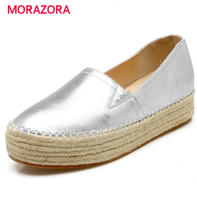Женские туфли из натуральной кожи MORAZORA золотистые/Серебристые повседневные на