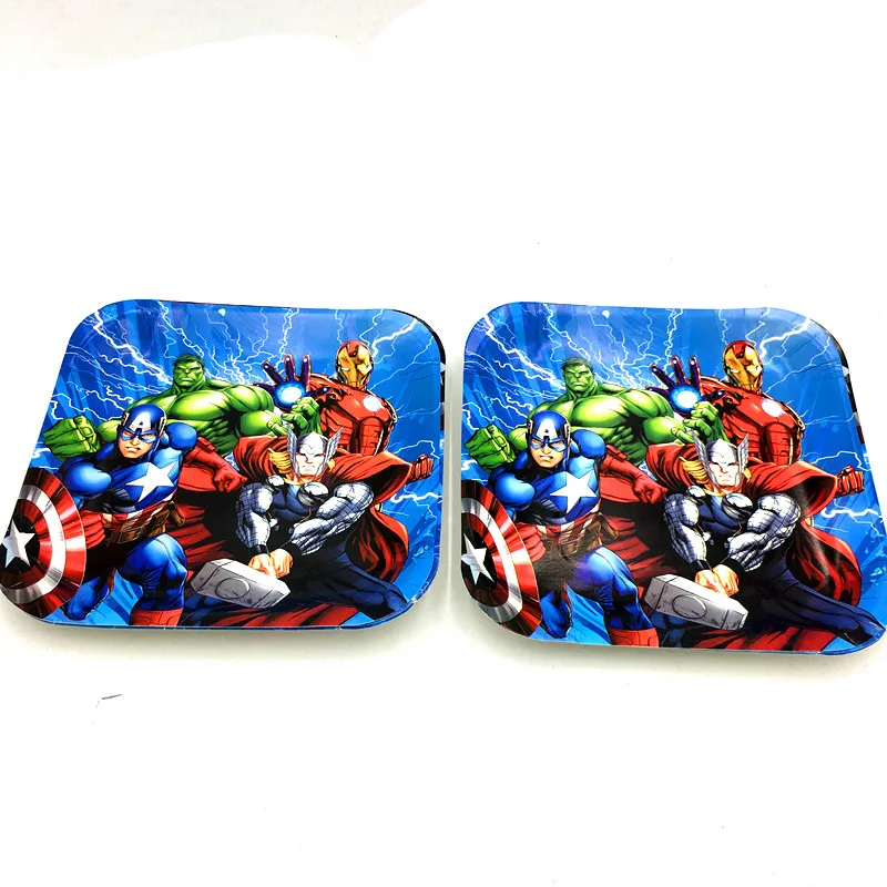 Квадратные тарелки Мстители вечерние для детского душа 10 шт./лот | Дом и сад