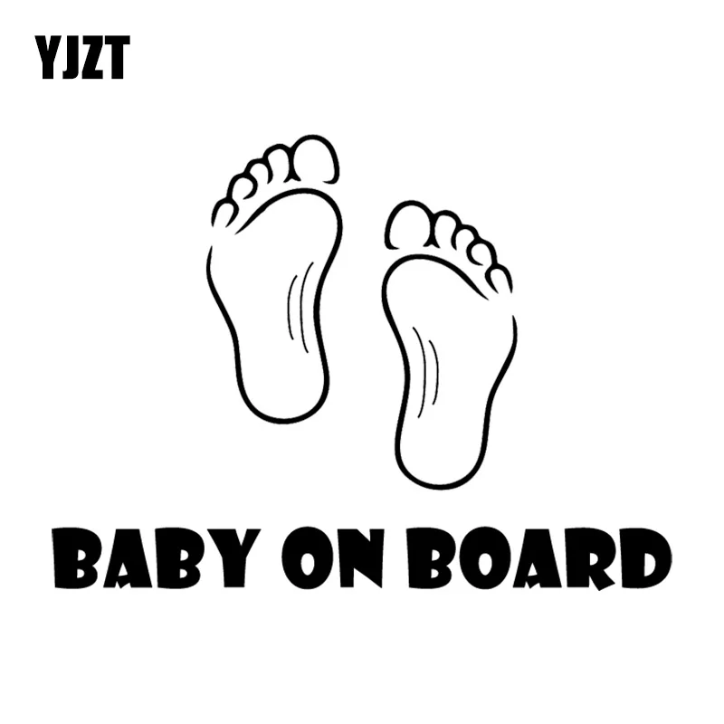 

YJZT 17.4X12.7CM Footprint Cartoon BABY ON BOARD Warning Car Sticker Window Trunk Decoration Decal C25-0174