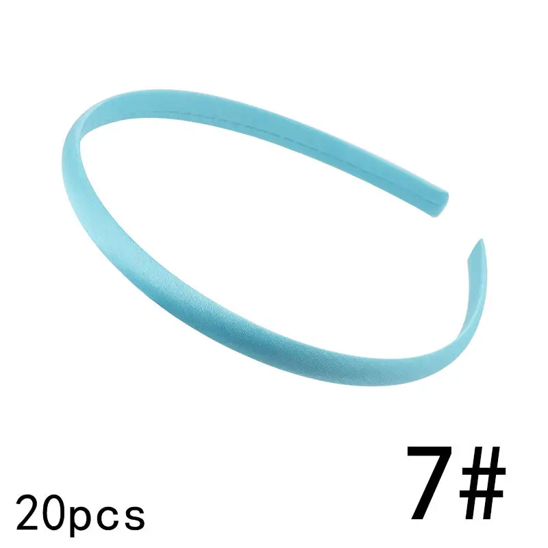 20 шт многоцветные атласные повязки для волос DIY для женщин и девушек, простые изделия, лента, покрытая пластиковой лентой, аксессуары для волос, аксессуар для волос в стиле бохо - Цвет: 7