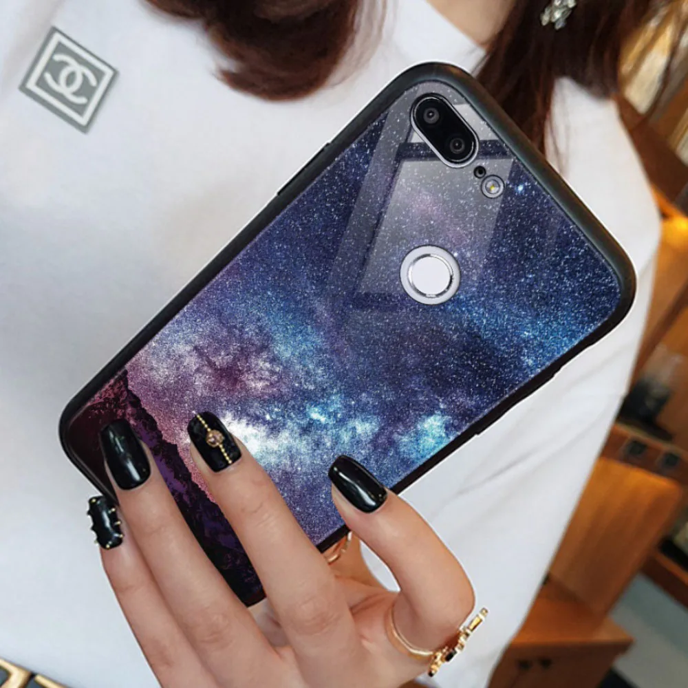 Star Space Case For Huawei P20 Lite Glass Phone Honor 9 10 P Smart NOVA 3 Mate Y6 2018 Coque |