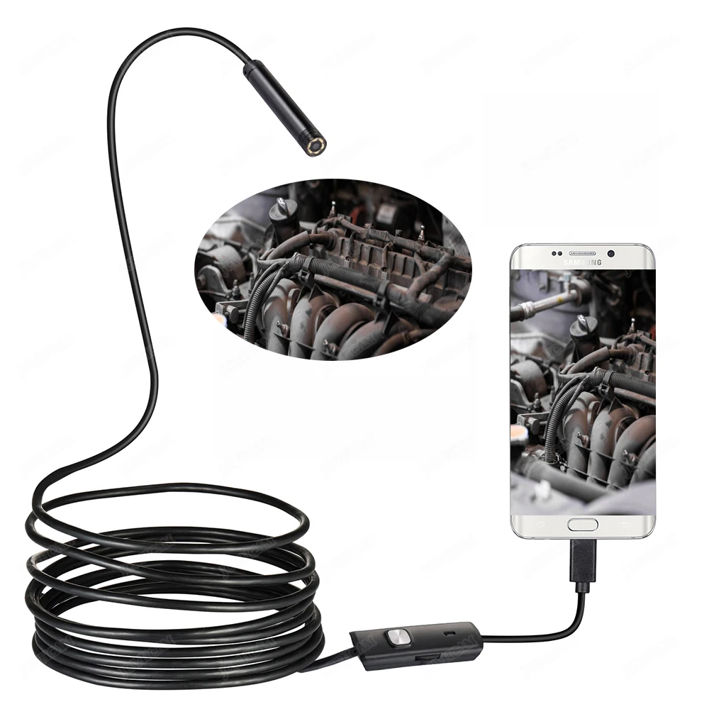 Android эндоскоп камера 5 мм объектив 1 м/1 м/2 м/3 м/5 м змеиная проволока Borescopes мини для