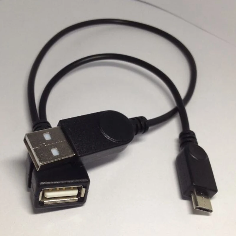 Micro USB 2,0 5-контактный кабель хоста OTG адаптер с USB Мощность для сотового телефона подставки для мобильных телефонов и планшетов внешний U диск читателя кабель