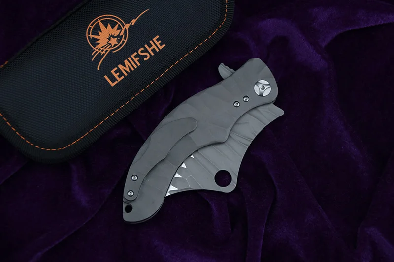 

LEMIFSHE L21 Flipper folding knife D2 blade TC4 titanium alloy handle camping hunting outdoor Kitchen knives edc tools