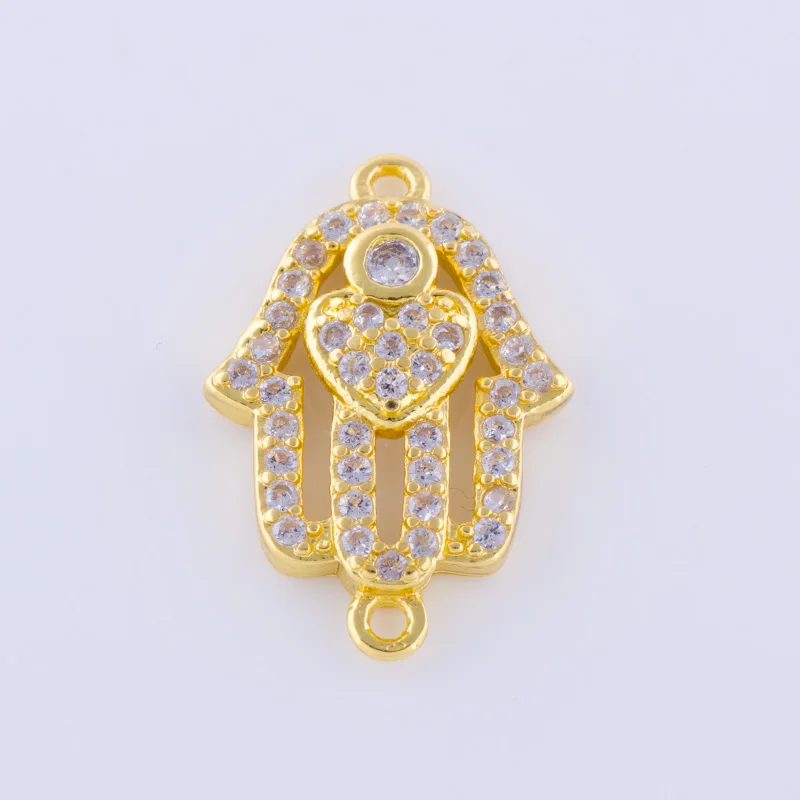 5 шт. подвески в виде сердца из циркона для браслетов|charms for bracelet making|hamsa charmcharms