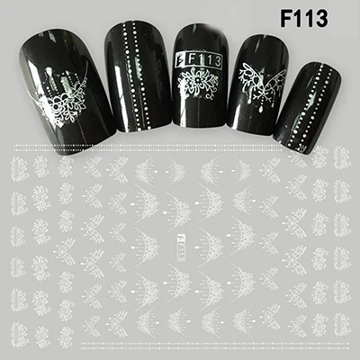 F113 White Самоклеющиеся наклейки для ногтей, серия F, 12*7,5 см, наклейки для ногтей с цветами, наклейки для дизайна ногтей, украшения для маникюра - Цвет: F113 White