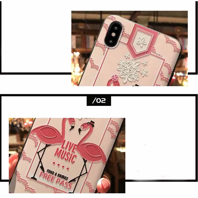 JIBAN New Lovely Cartoon flamingo unicorn matte soft Phone Case for iphone XS X 6s 6plus 7 8 mobile phone accessories wholesale |