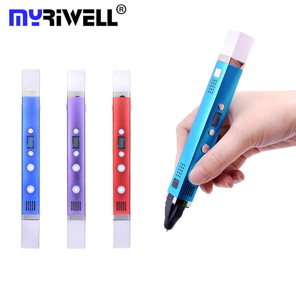 Myriwell 1 75 мм ABS/PLA DIY 3D Draw Pen светодиодный Экран зарядка через usb печать Ручка 100 м нити