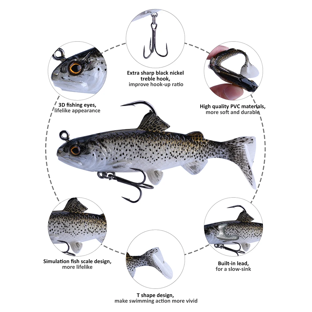 Goture 5 шт./лот 12 г 8 3 см рыболовные приманки Swimbait медленно опускается на дно воблеры