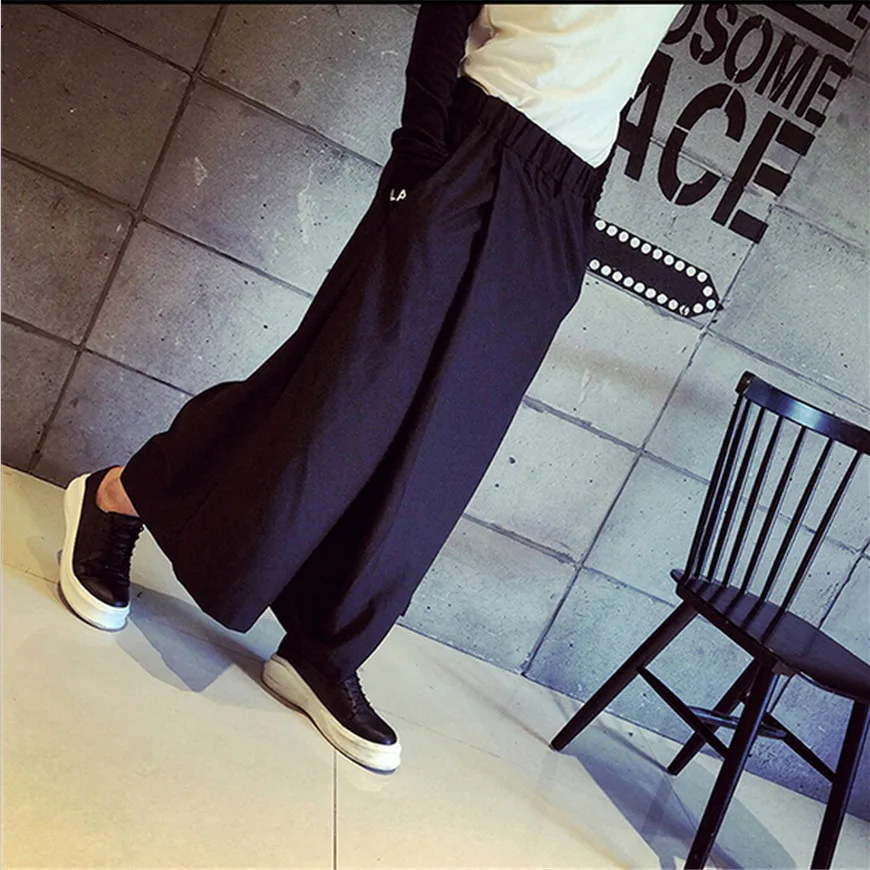 

27-42!!2018 fashion vintage the trend of casual culottes wide leg pants male
