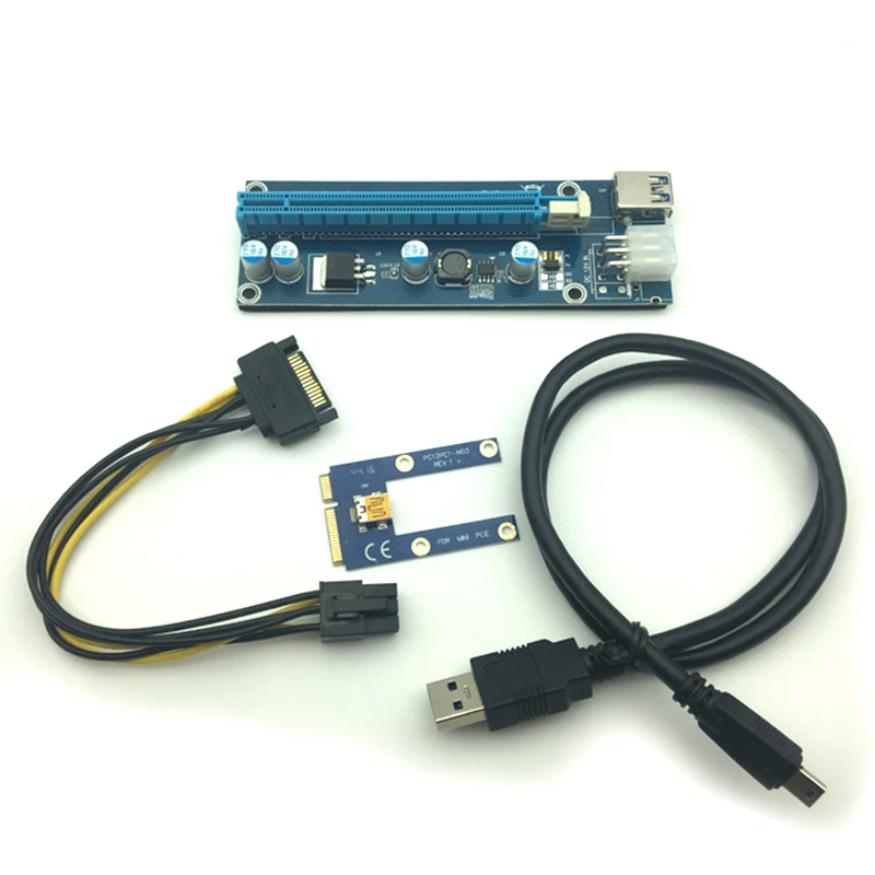 Usb 3 0 Mini Pci E к Pcie Express 1X 16X расширитель переходника адаптера Sata 6Pin 60 см кабель