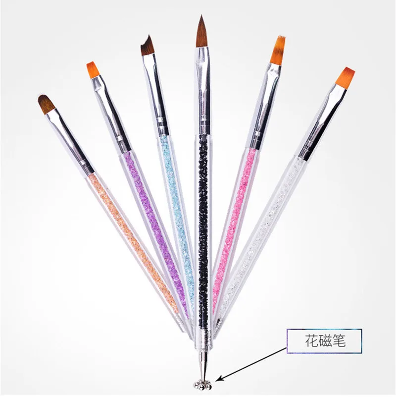 Двойная головка для дизайна ногтей кисть подводки дизайн вентилятора акриловый