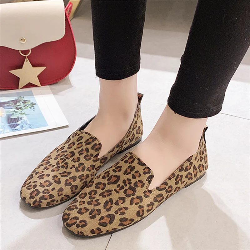 Женские повседневные лоферы на плоской подошве с леопардовым принтом 2019 | Обувь