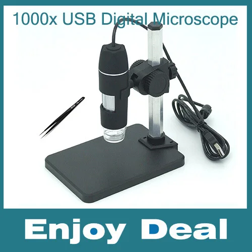 Бесплатная доставка 1000x USB цифровой микроскоп + держатель (новый) 8-светодиодный