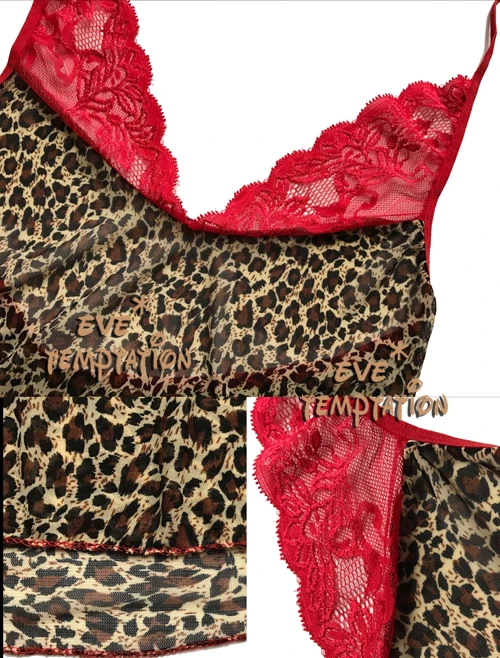Сексуальное леопардовое Красное Кружевное мини-платье Babydoll нижнее белье сорочка Нижнее белье полупрозрачные костюмы Ночная рубашка комбинезон+ стринги W290