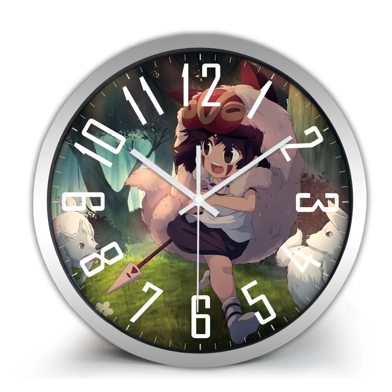 Часы принцессы Mononoke настенные часы Hayao Miyazaki бесшумные металлические детская
