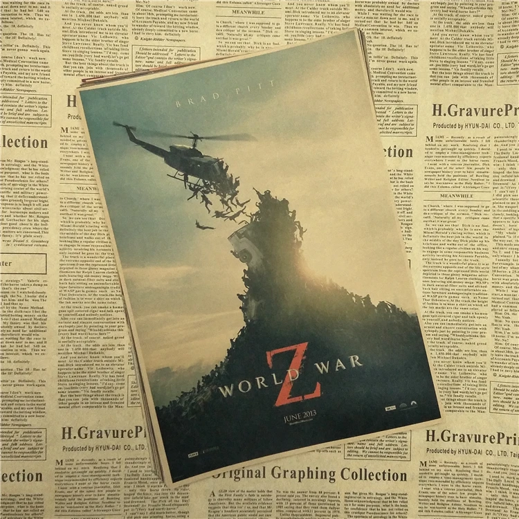 WORLD WAR Z Брэд Питт винтажный постер из фильма настенная бумага домашний декор Cudros